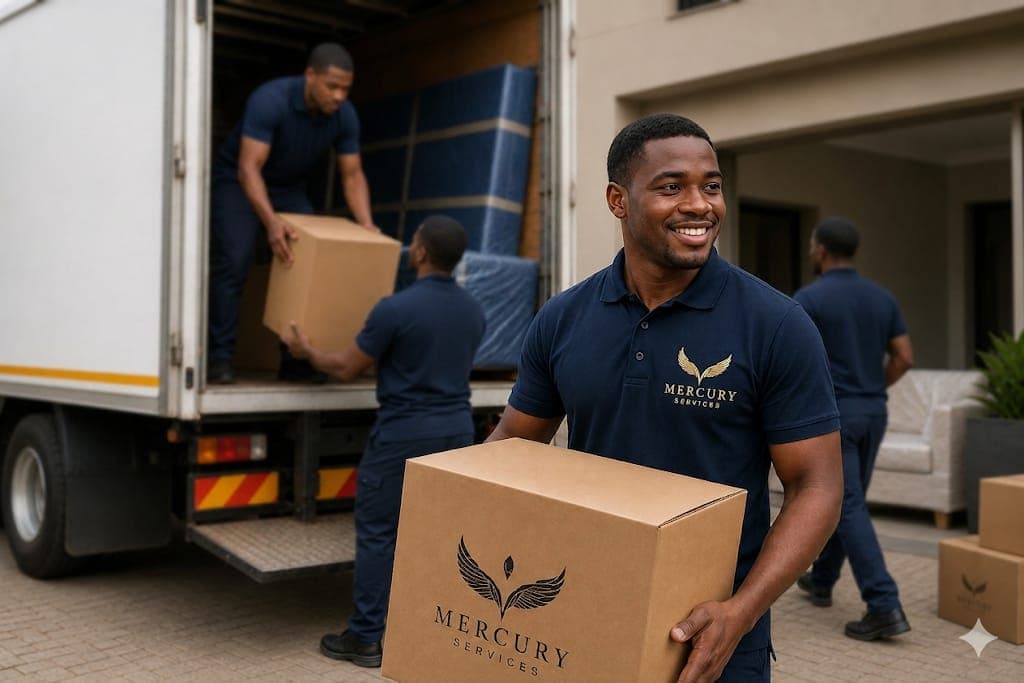 Mercury Services movers loading a removal truck